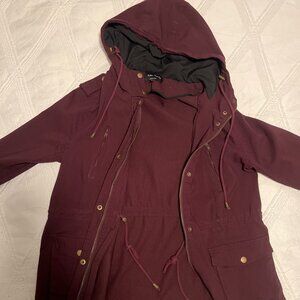 Eden Society Burgundy Utility Jacket Women’s XL Hooded Anorak Parka